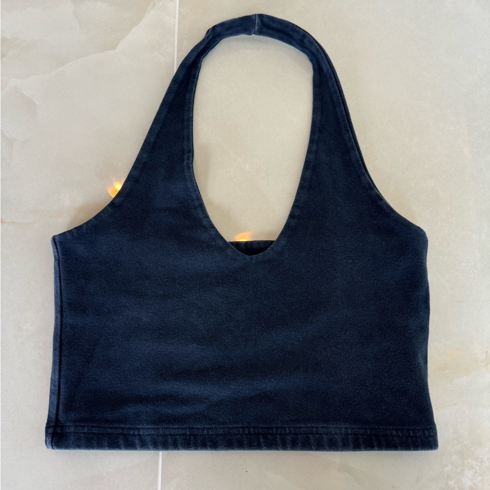 brandy melville alexis navy blue halter top